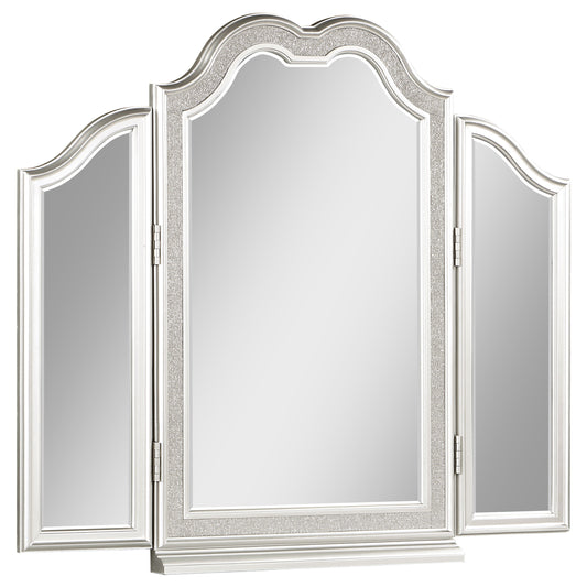 Evangeline Tri-Fold Vanity Mirror Silver Oak
