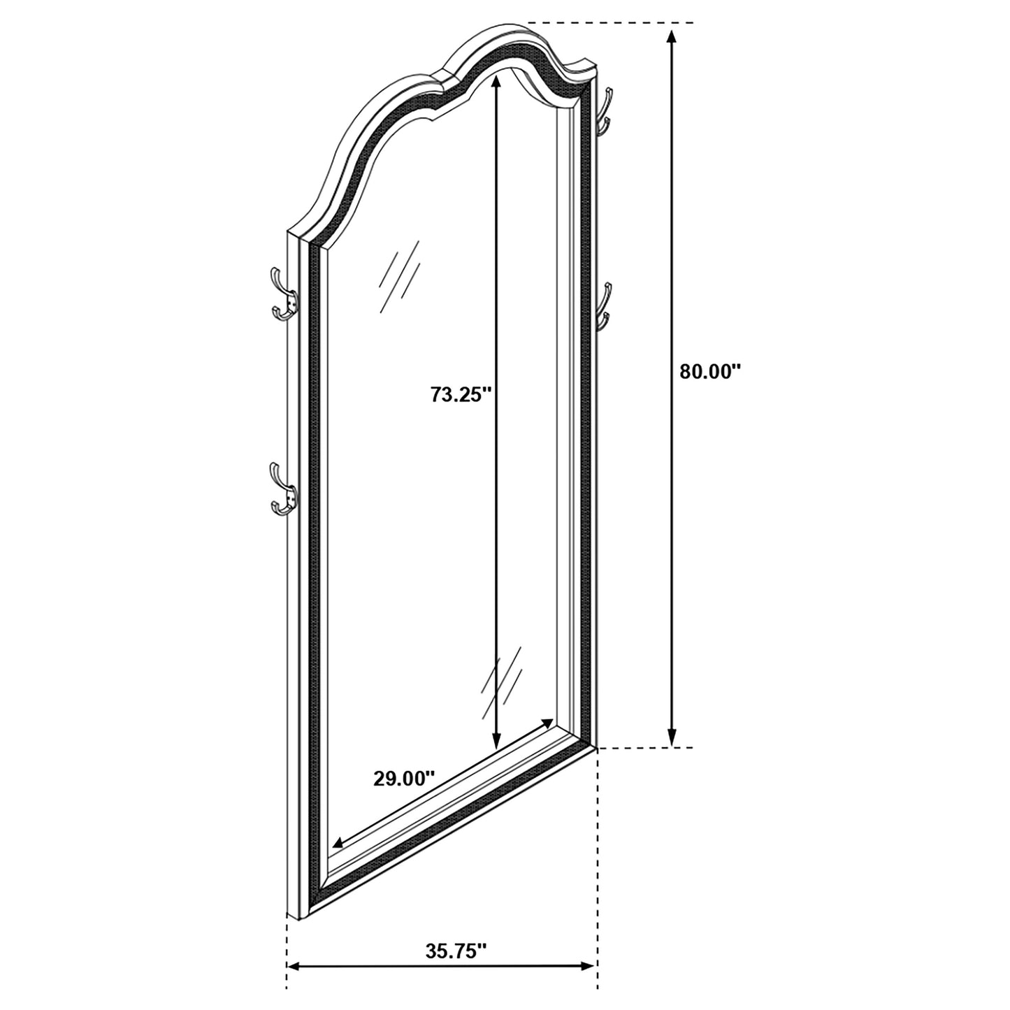 Evangeline Full Length LED Light Floor Mirror Silver Oak