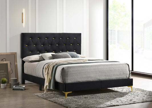 Kendall Upholstered California King Panel Bed Black