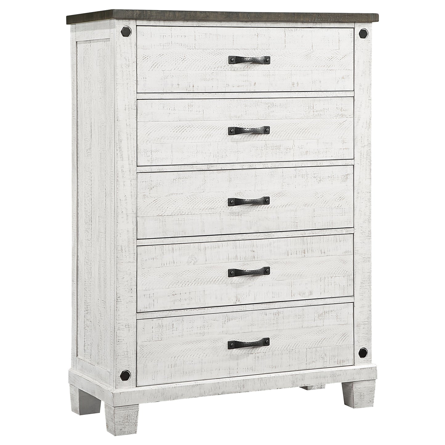 Lilith 5-drawer Bedroom Chest Distressed White