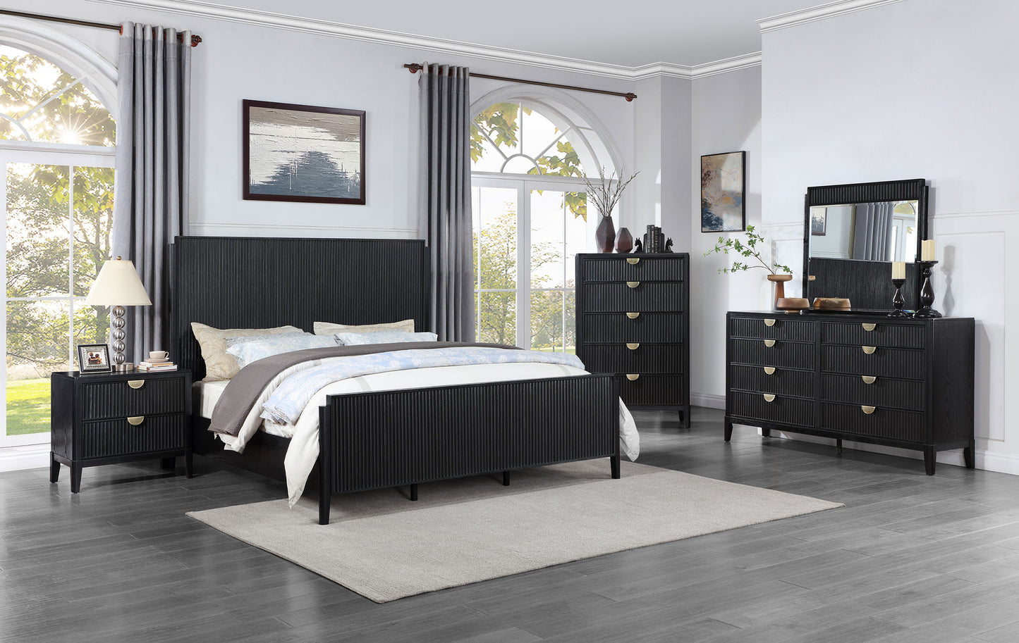 Brookmead Wood California King Panel Bed Black