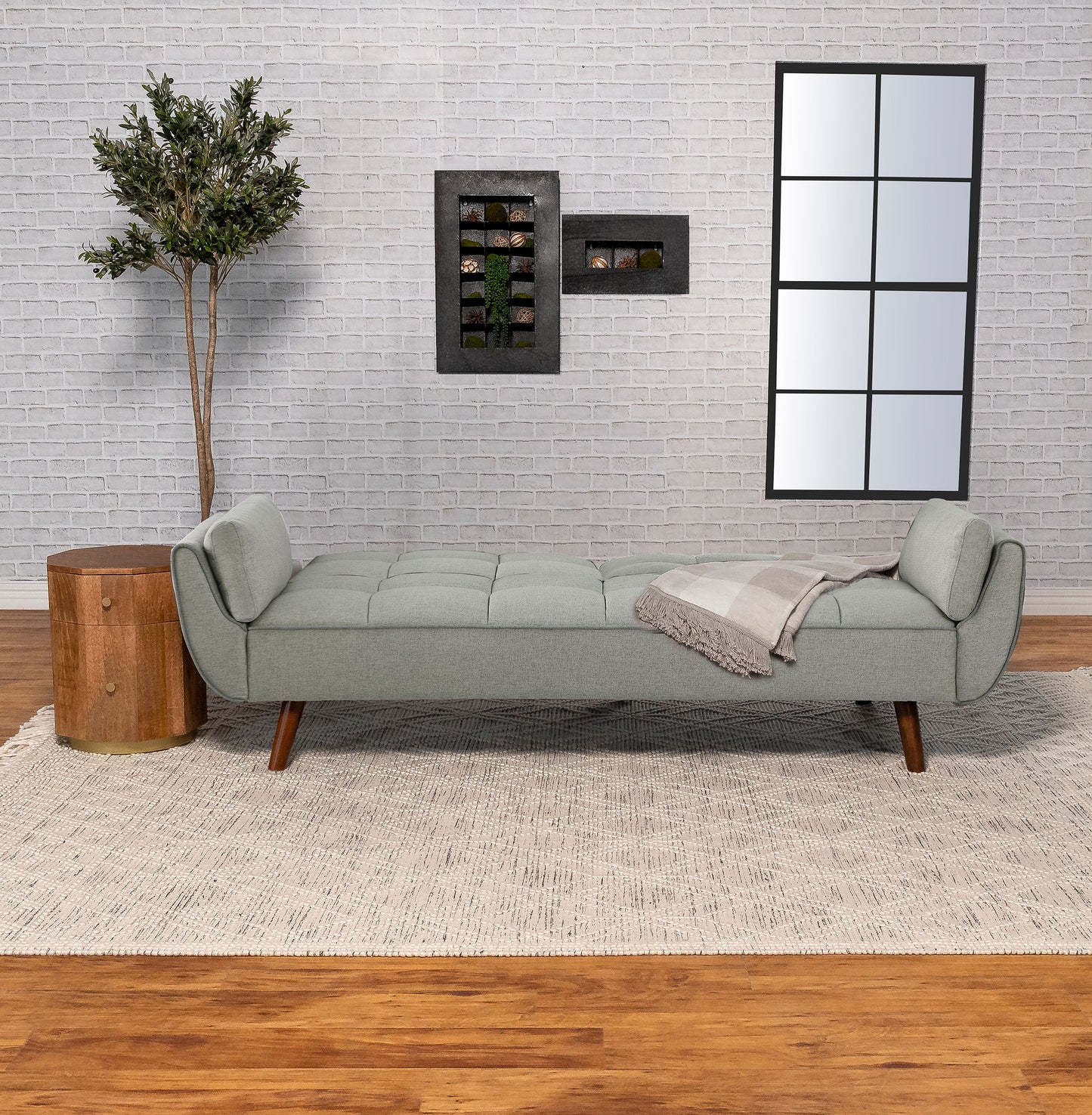 Caufield Upholstered Tufted Convertible Sofa Bed Grey