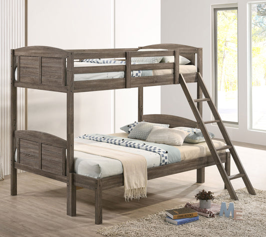 Flynn Wood Twin Over Full Bunk Bed Weathered Brown