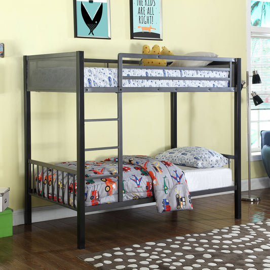 Meyers Metal Twin Over Twin Bunk Bed Black