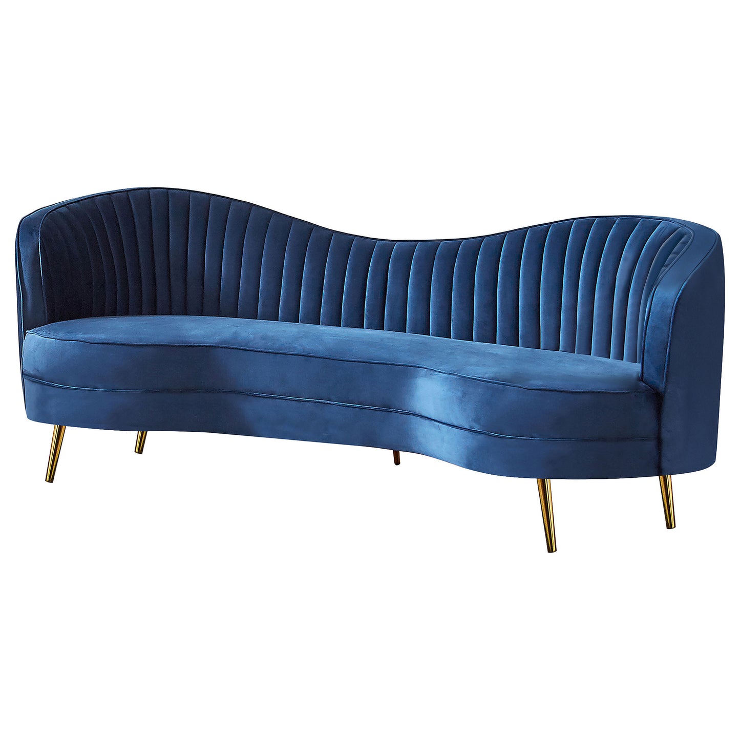 Sophia Upholstered Channel Tufted Sofa Blue