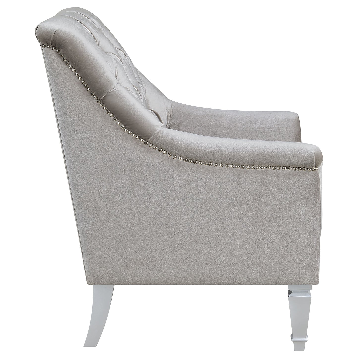 Avonlea Velvet Upholstered Sloped Arm Chair Grey Velvet