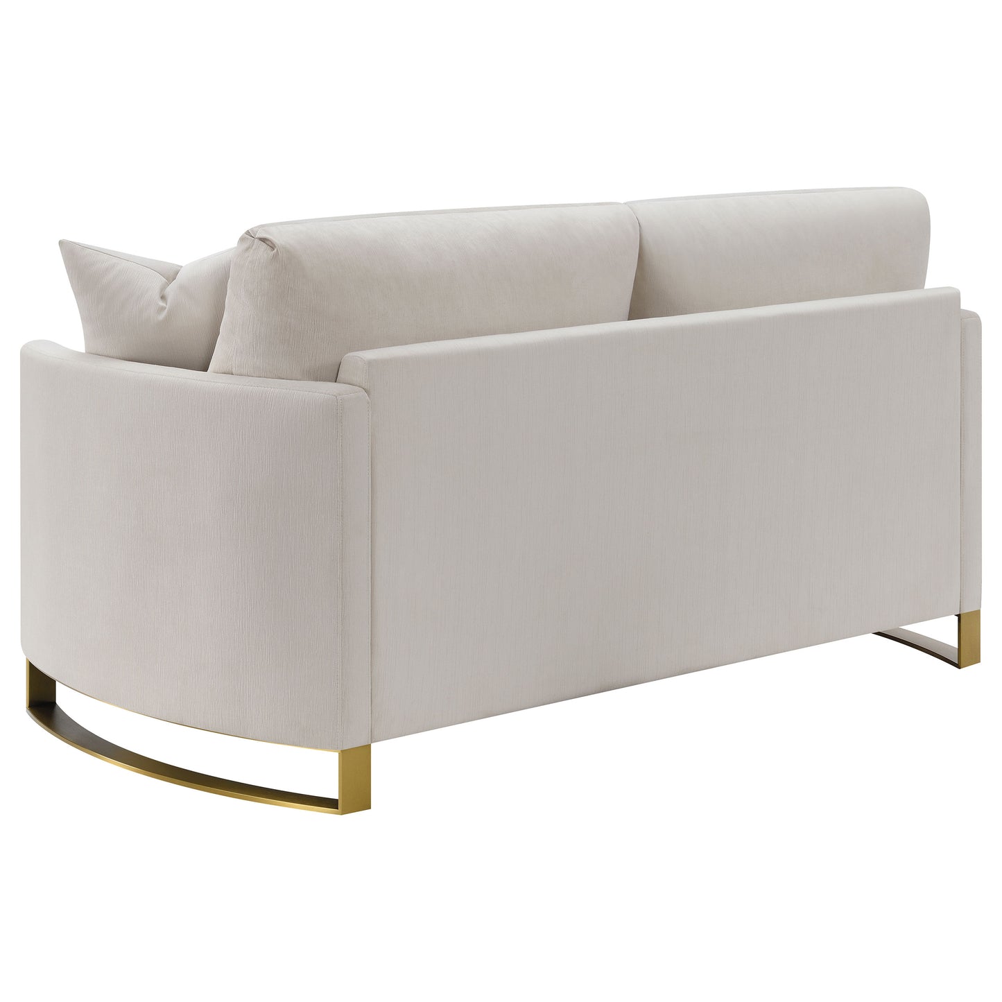 Corliss Upholstered Curved Track Arm Loveseat Beige