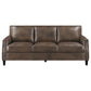 Leaton Upholstered Recessed Arm Sofa Brown Sugar