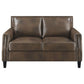 Leaton 2-piece Upholstered Recessed Arm Sofa Set Brown Sugar