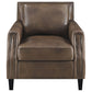 Leaton Upholstered Recessed Arm Accent Chair Brown Sugar