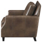 Leaton Upholstered Recessed Arm Accent Chair Brown Sugar