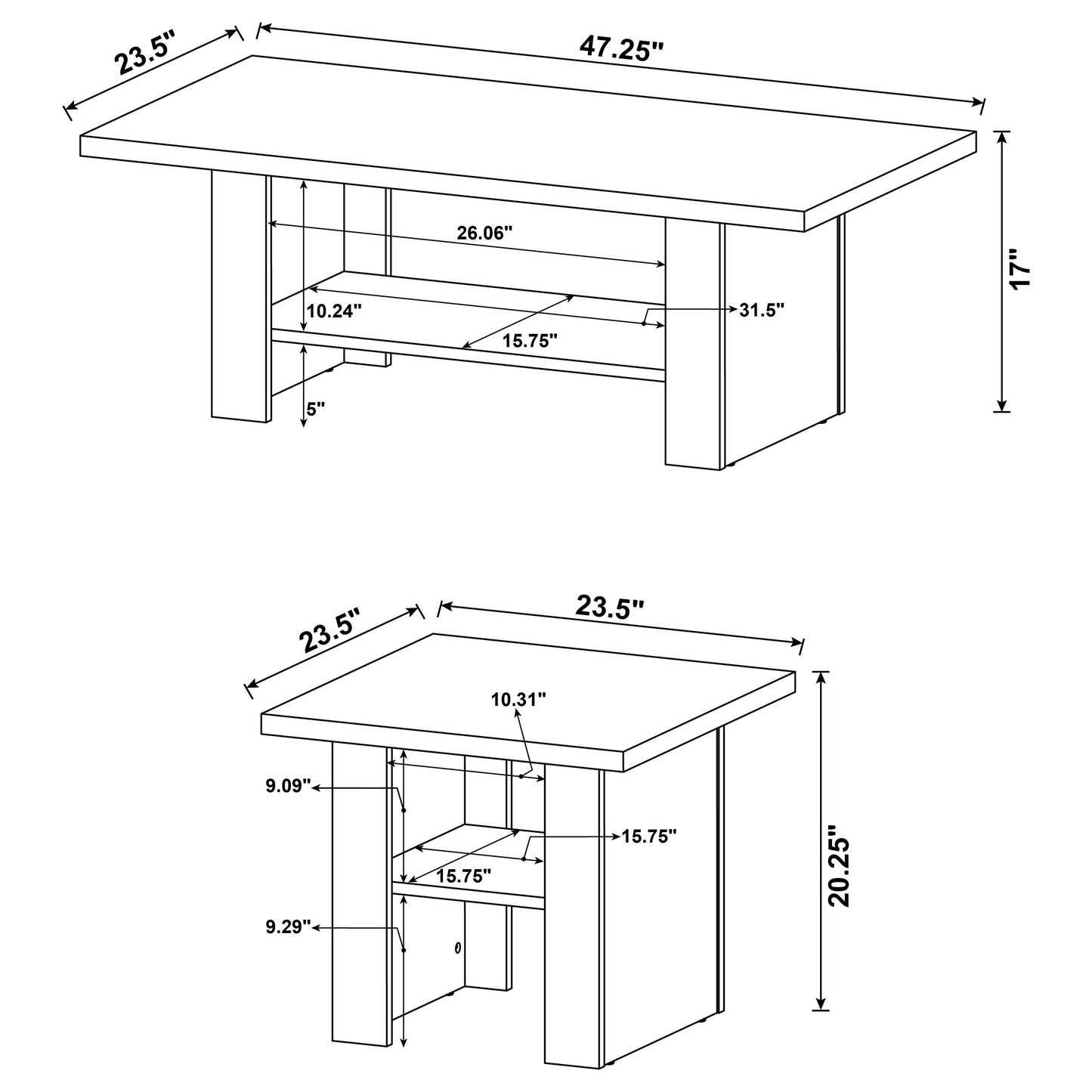 Rodez 3-piece Engineered Wood Coffee Table Set Black Oak