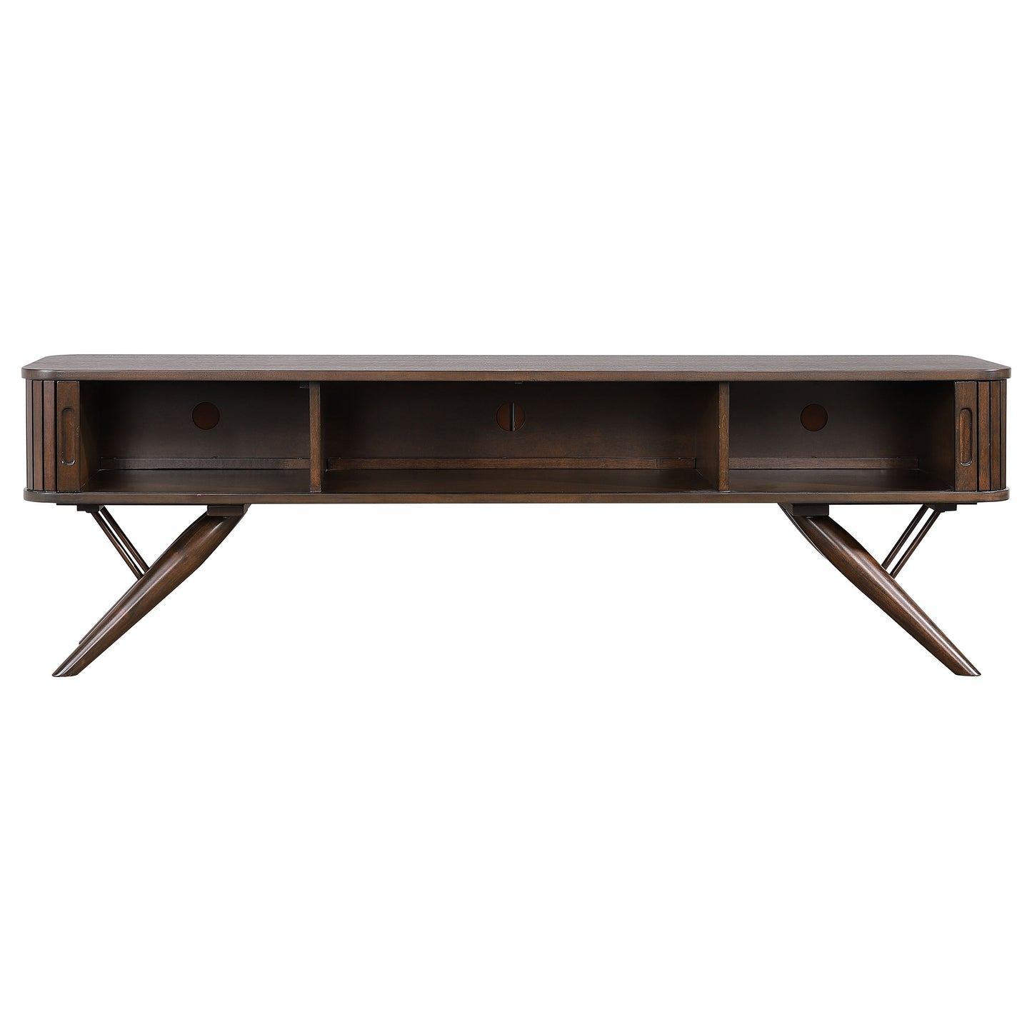 Valna Wood 71" TV Stand with Sliding Doors Walnut