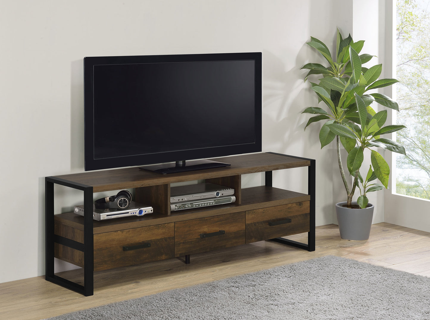 James 3-drawer Engineered Wood 60" TV Stand Dark Pine