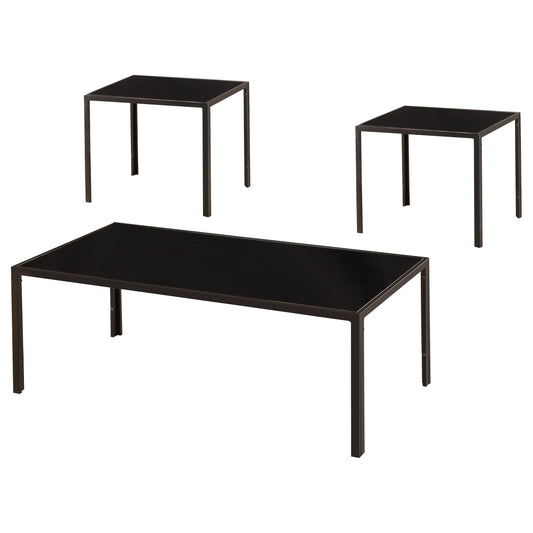 Brock Rectangular Glass Top Coffee Table Set Black