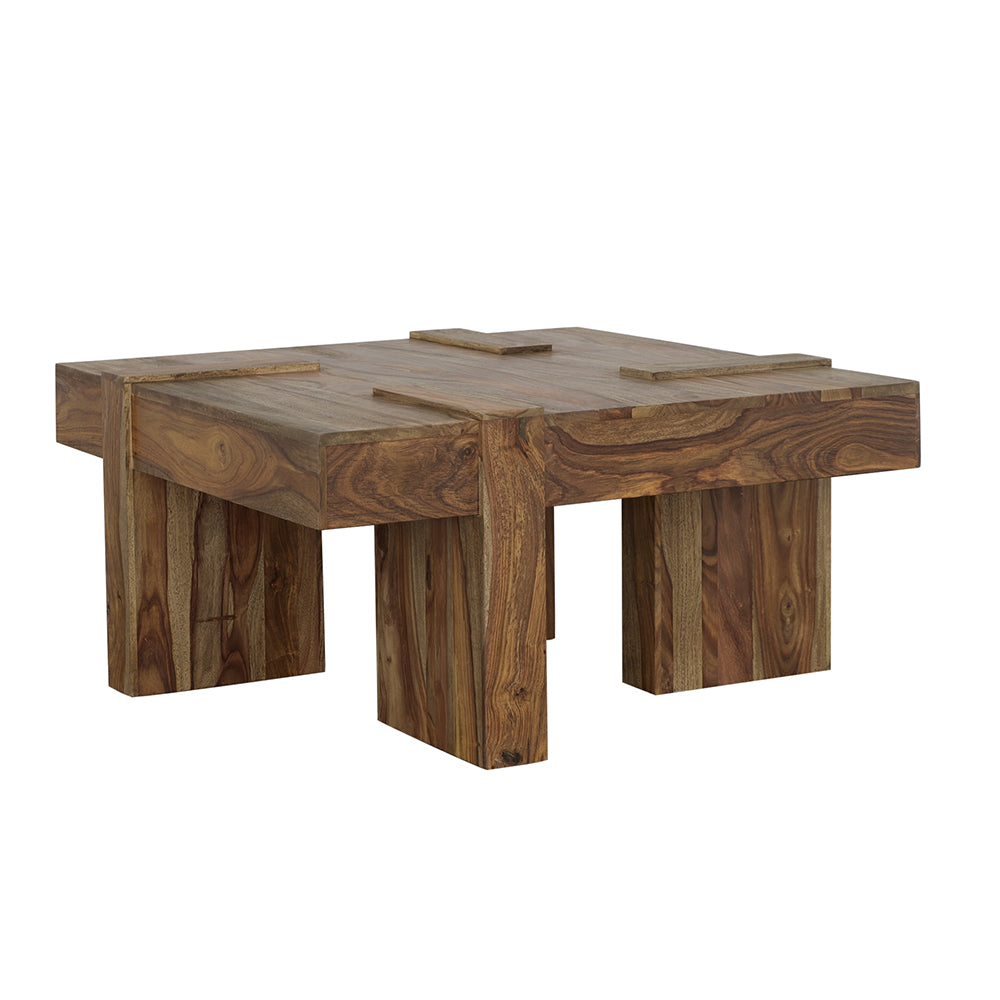 Samira Square Solid Wood Coffee Table Natural Sheesham