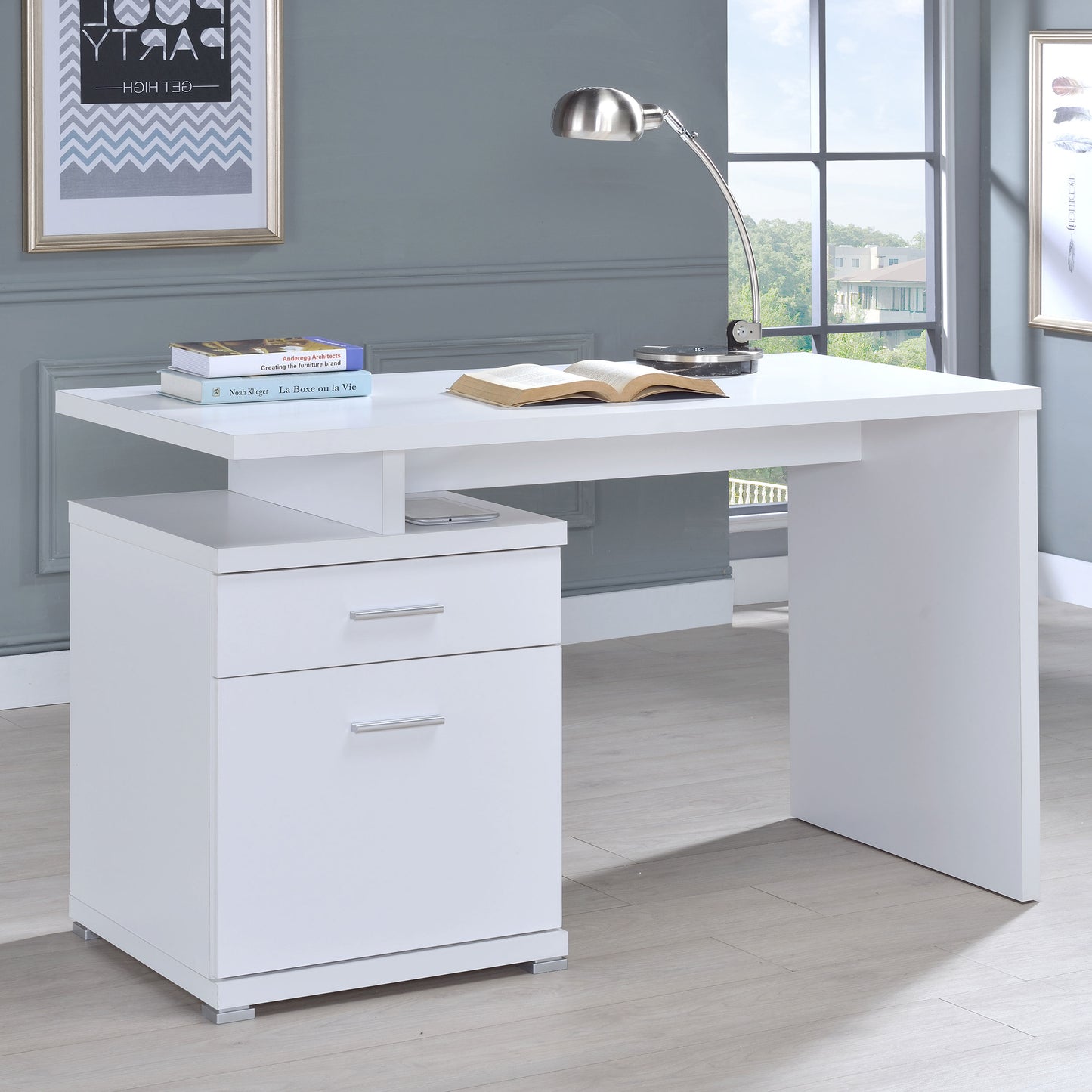 Irving 47-inch 2-drawer Office Computer Desk White