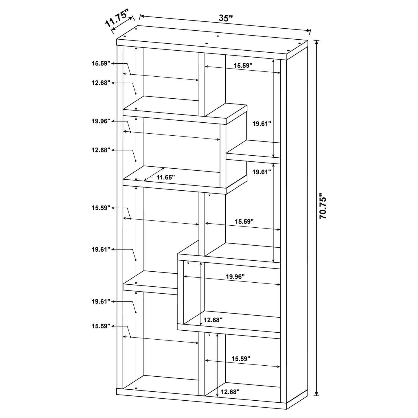 Theo 71-inch 7-shelf Bookshelf Grey Driftwood