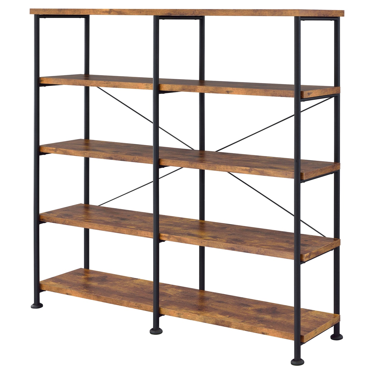 Analiese 63-inch 4-shelf Double Bookshelf Rustic Nutmeg