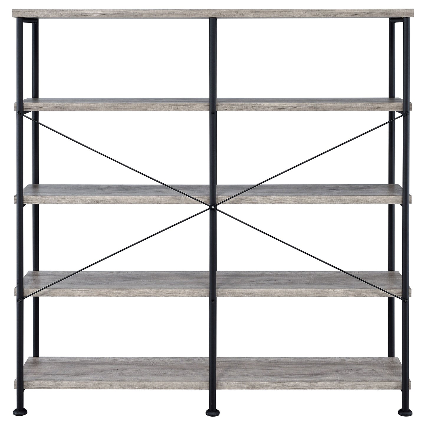 Analiese 63-inch 4-shelf Double Bookshelf Grey Driftwood