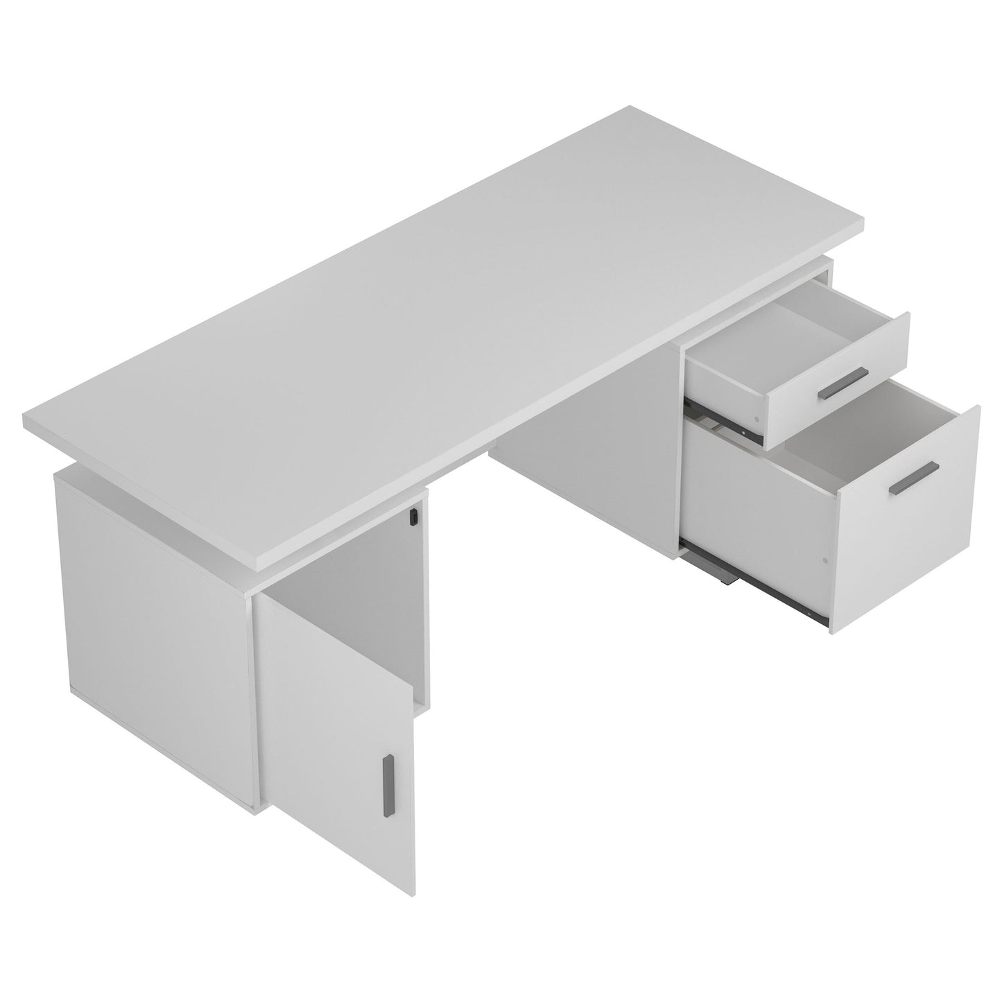 Lawtey 60-inch 2-drawer Computer Desk White High Gloss