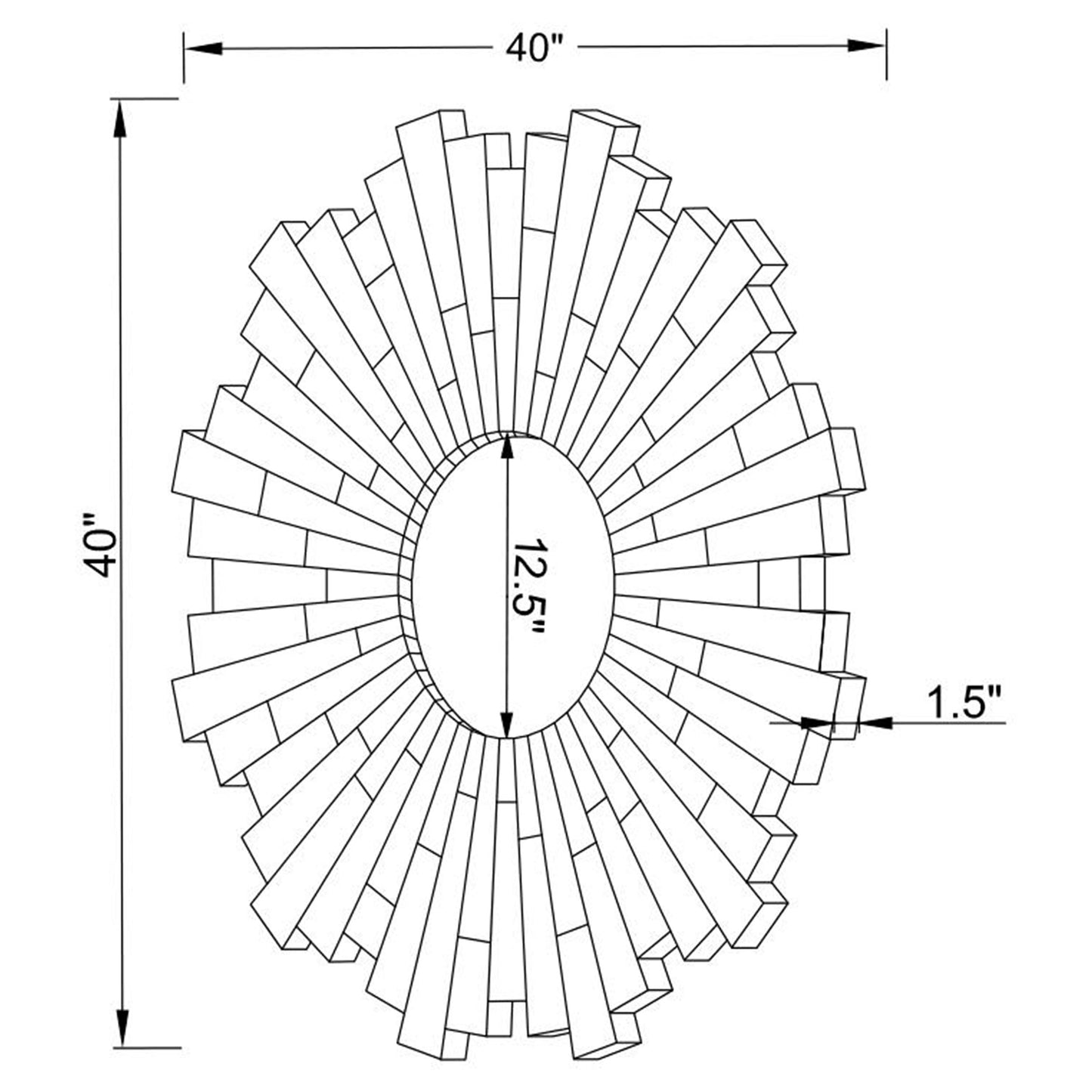 Danika 40 x 40 Inch Round Sunburst Wall Mirror Silver