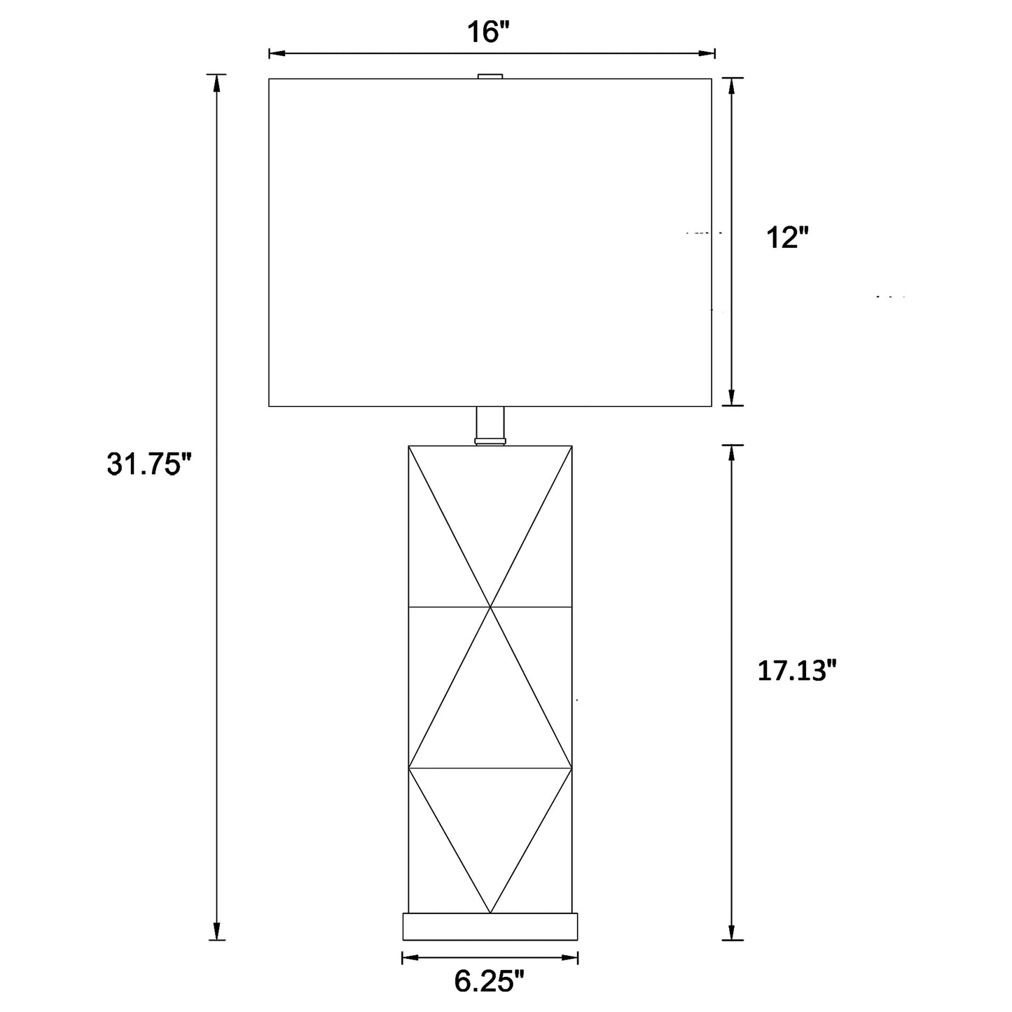 Camie 32-inch Rectangular Shade Geometric Table Lamp White