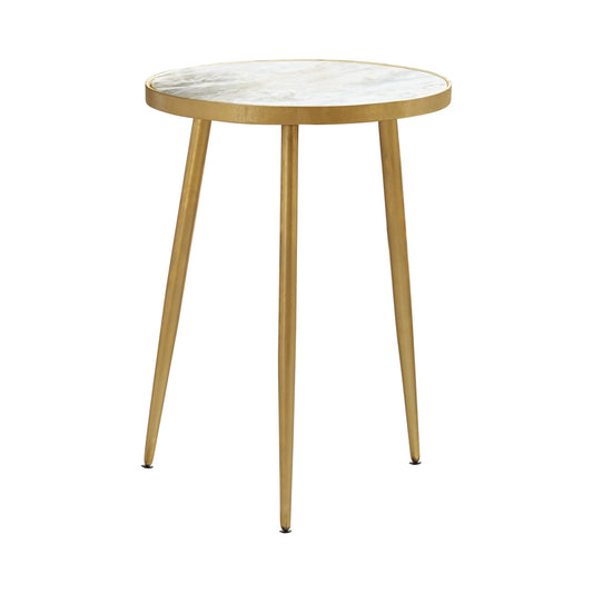 Acheson Round Marble Top Side Table White and Gold