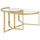 Delia 2-Piece Round Glass Top Nesting Coffee Table Gold