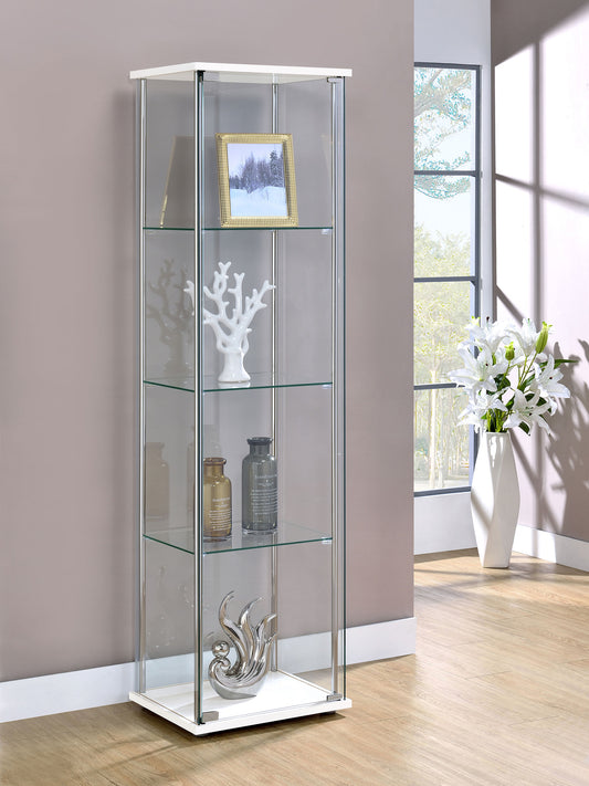 Bellatrix 4-shelf Clear Glass Curio Cabinet White